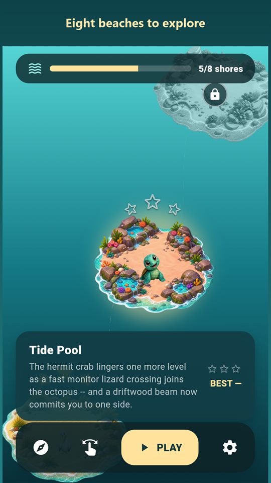 Turtle vs Croc: island map with eight beaches